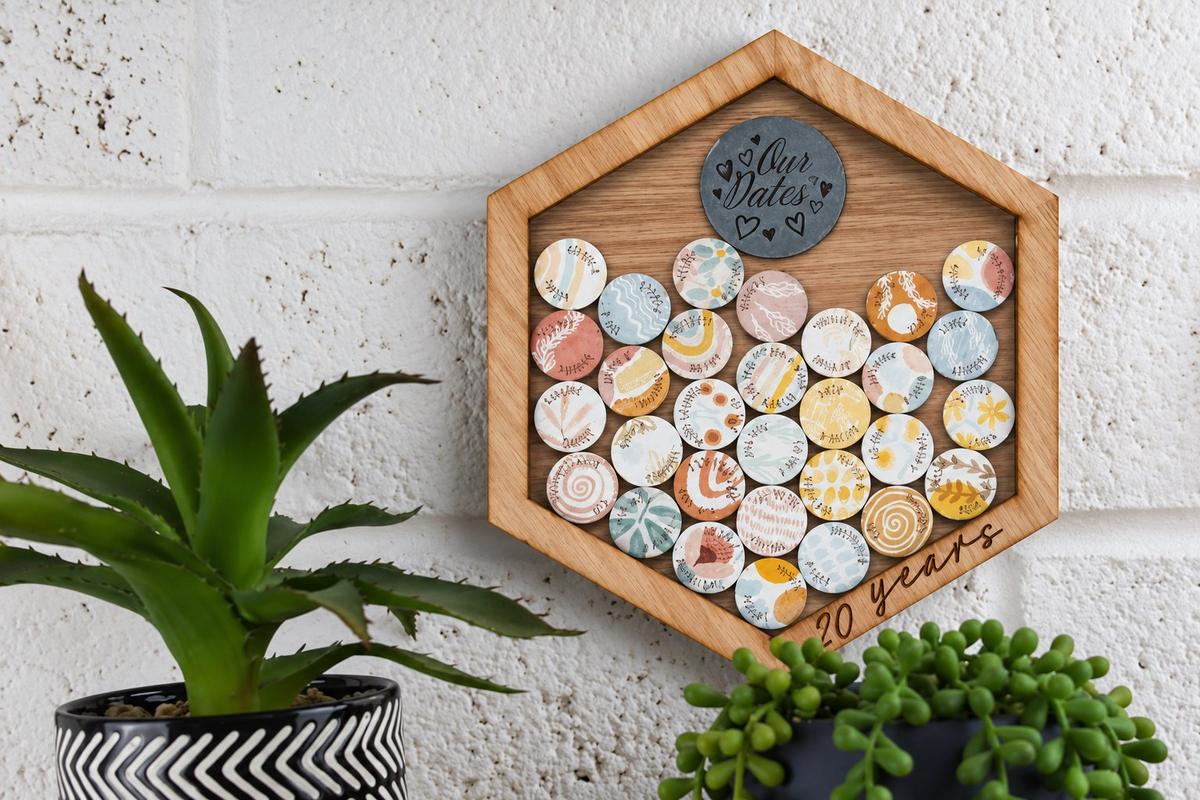 20th Anniversary Date Night Tokens Hanging Frame - Create 30 Date Nights to Remember (datenightframe20)