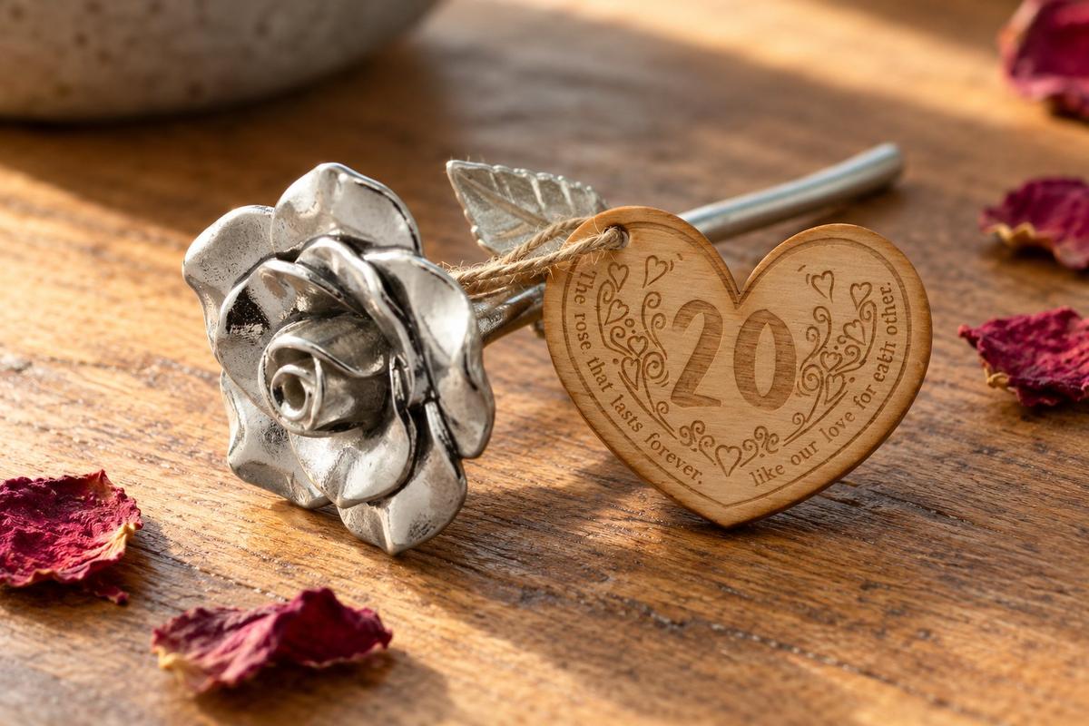 20th Anniversary Forever Rose with Wooden Token