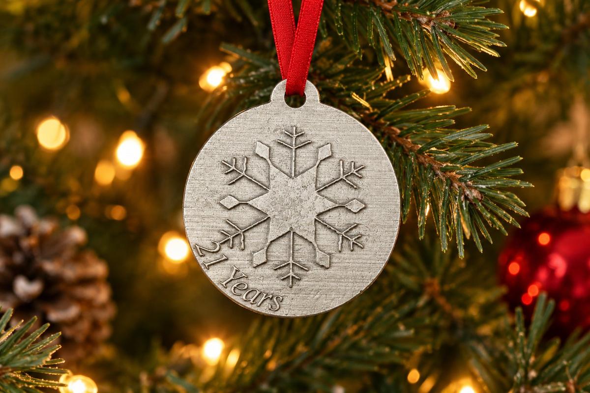 21 Year Anniversary - Metal Christmas Snowflake Metal Decoration