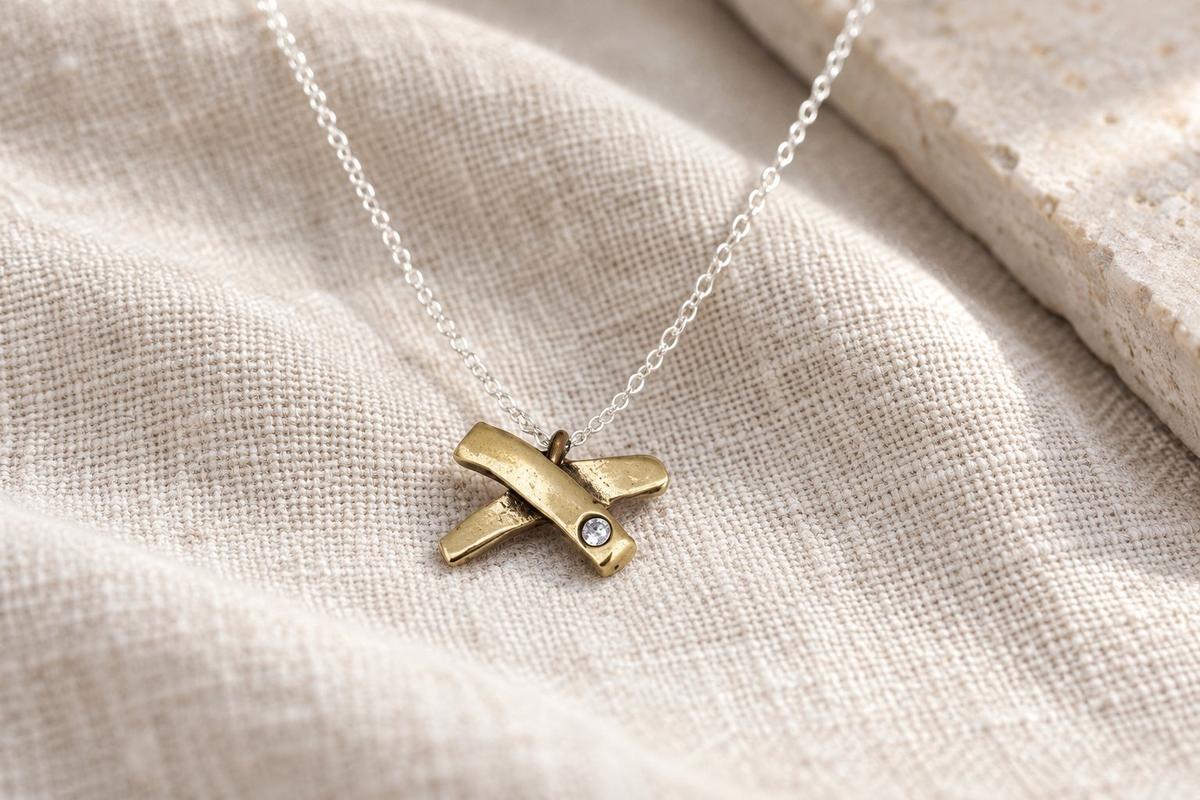 8th Anniversary Solid Bronze and Diamond Kiss Pendant - 8th Anniversary Bronze Gift Idea
