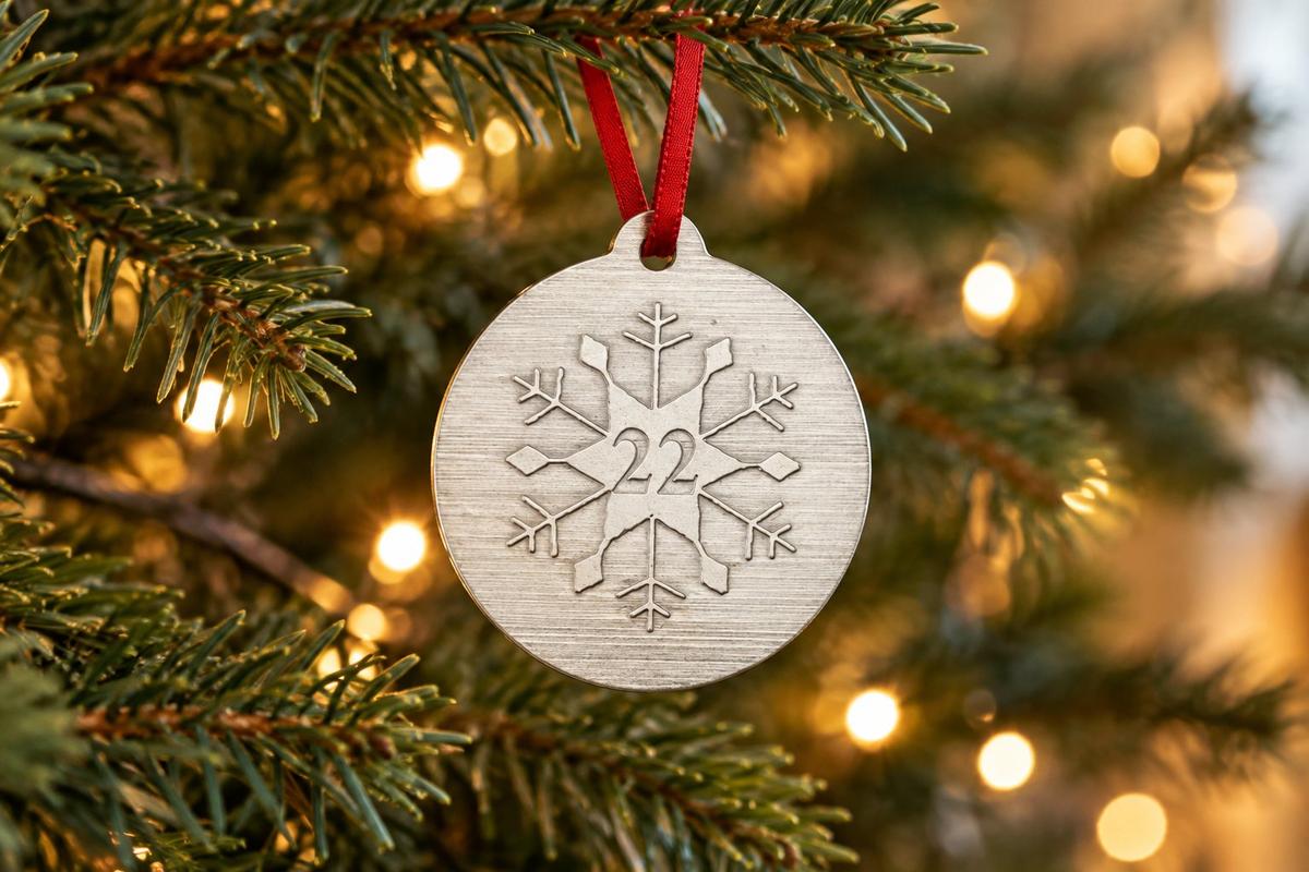 22nd Christmas Snowflake Metal Decoration - 22nd Anniversary Idea