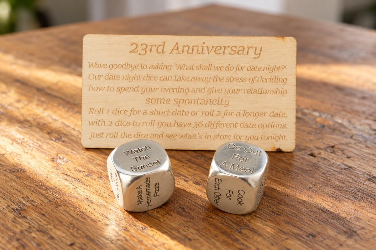 23rd Anniversary Date Night Decider Dice Wooden Anniversary Gift for Couples 23 Year Wedding Anniversary Gift Idea