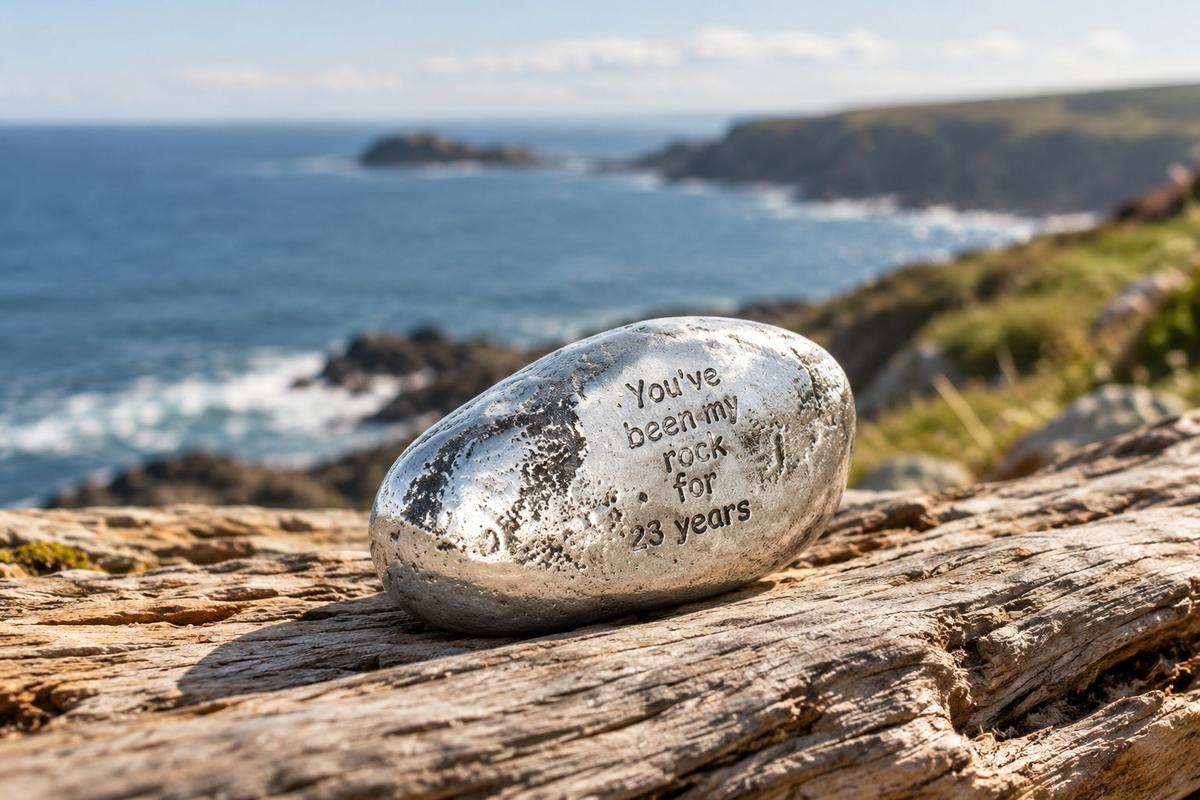 23rd Anniversary Gifts For Men Ornament - You've Been My Rock For 23 Years - Solid Metal Heavy Rock