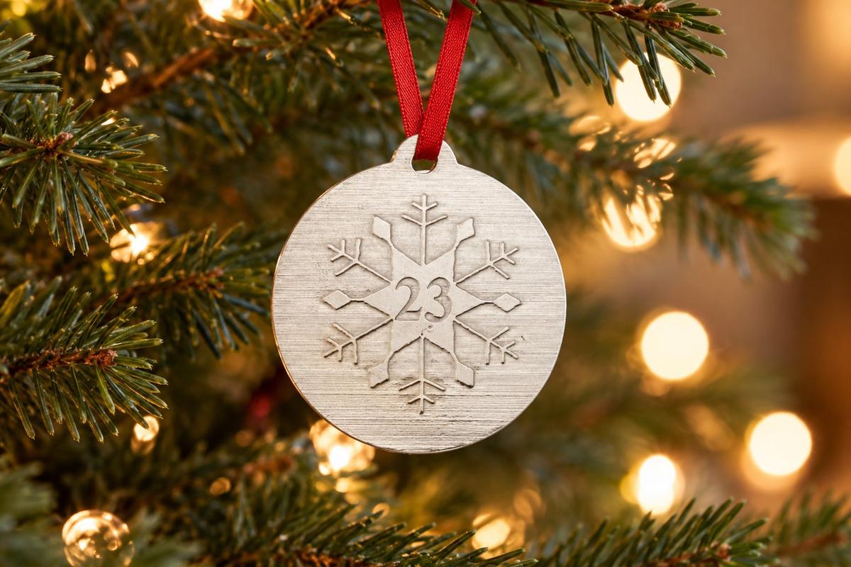 23rd Christmas Snowflake Metal Decoration - 23rd Anniversary Idea