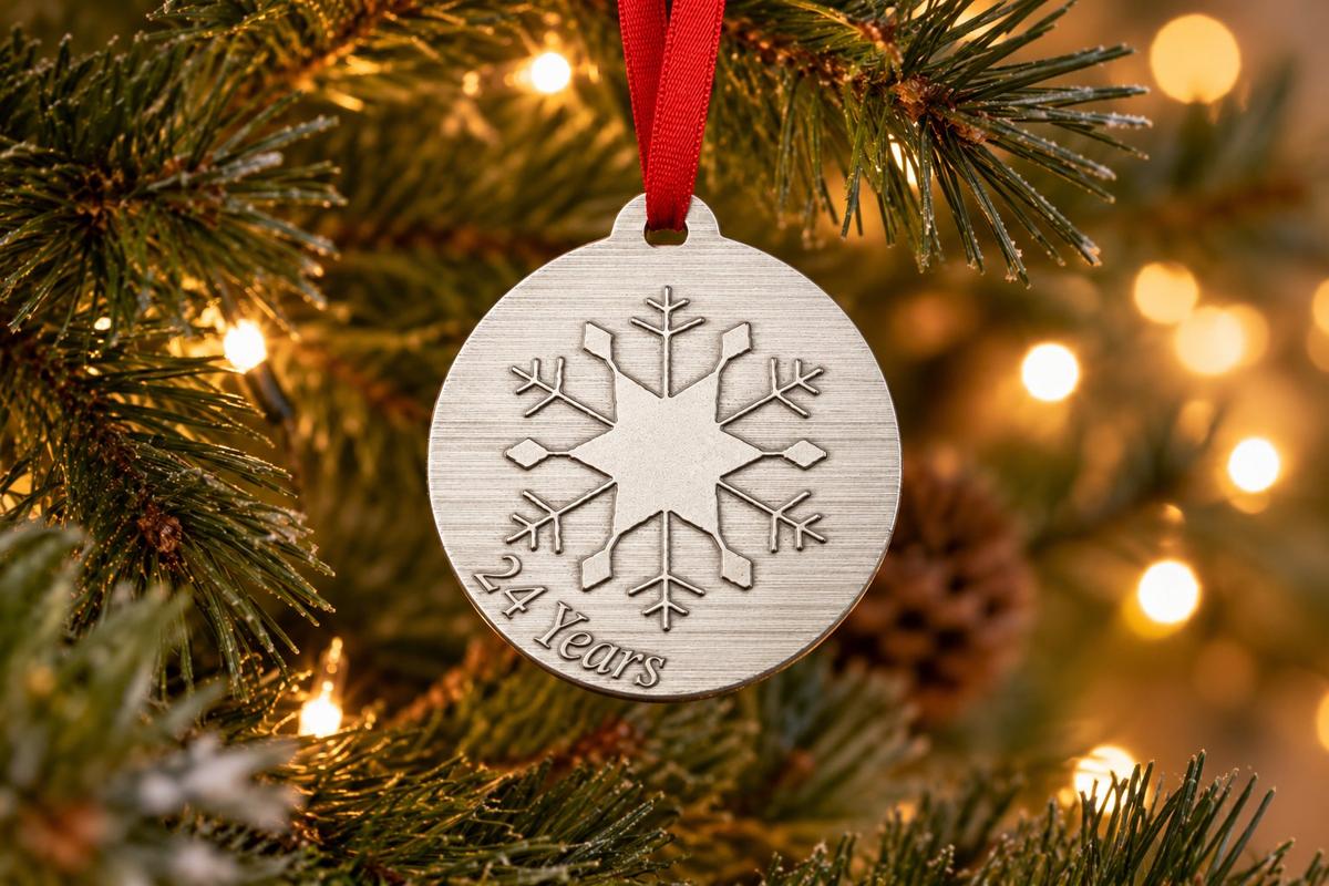 24 Year Anniversary - Metal Christmas Snowflake Metal Decoration