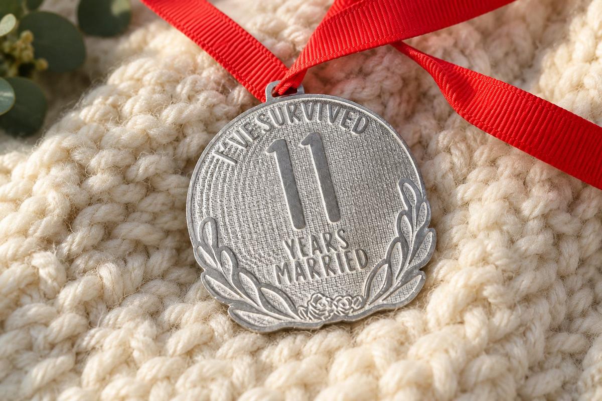 I've Survived 11 Years Married | Anniversary Medal with Sarcastic Phrase