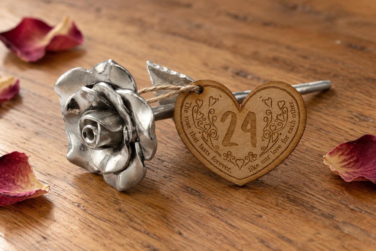 24th Anniversary Forever Rose with Wooden Token