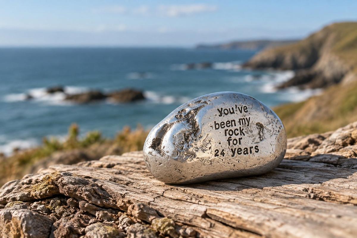 24th Anniversary Gifts For Men Ornament - You've Been My Rock For 24 Years - Solid Metal Heavy Rock