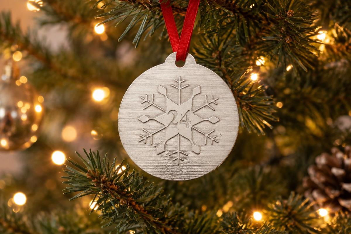 24th Christmas Snowflake Metal Decoration - 24th Anniversary Idea
