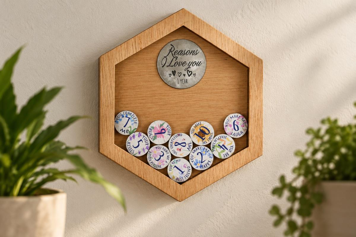 1st Anniversary Reasons I Love You Wall Frame and Full Colour Tokens