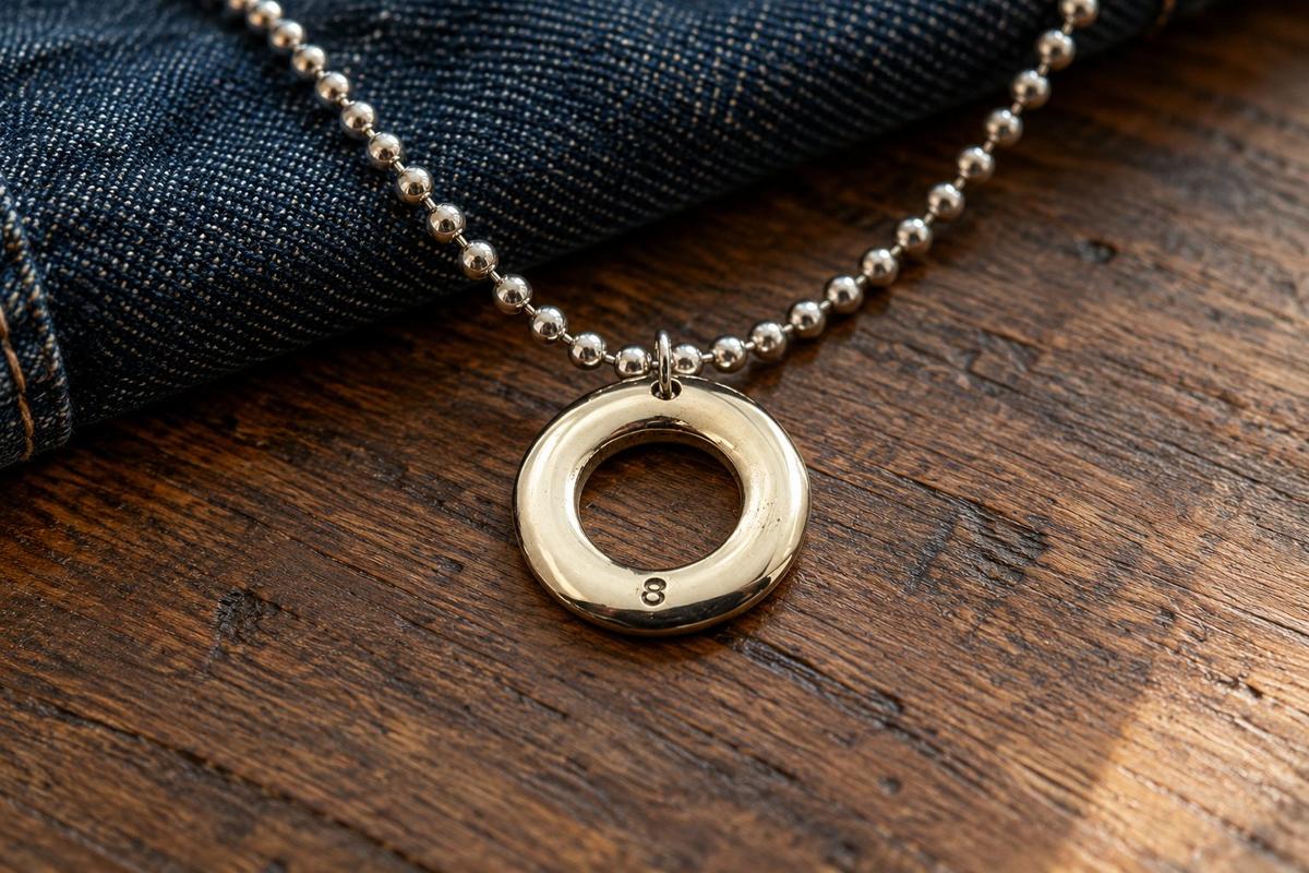 Mens Bronze Hoop Pendant - Stamped 8 for the 8th Anniversary