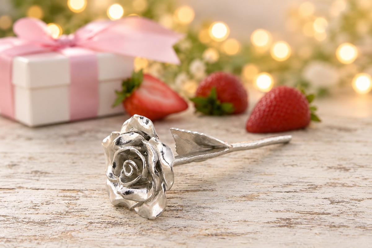 4th Anniversary Casted Rose – Everlasting Metal Flower Gift