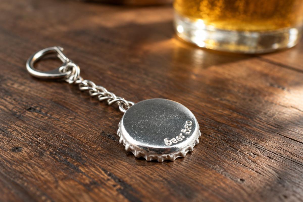 Beer Bro. Tin Bottle Cap Keyring/Keychain. Token. Birthday. Anniversary. Fathers Day. Best Man.