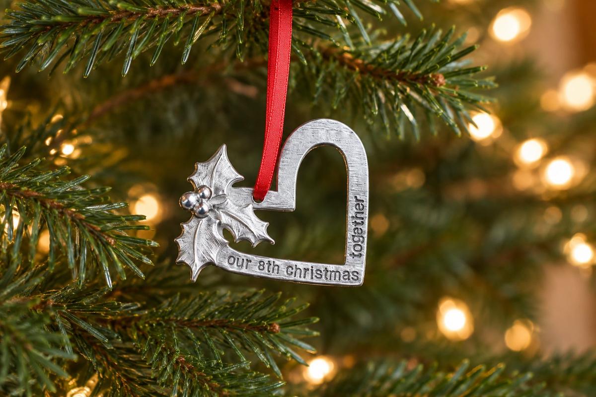 8th Anniversary Christmas Tree Ornament - Reads Our 8th Christmas Together