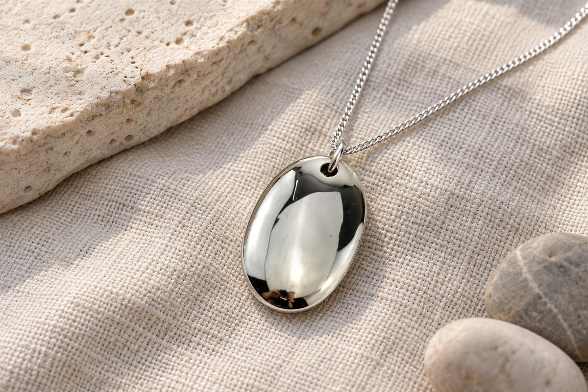 Bronze Pebble Heart Pendant – 8th Anniversary Gift, Sterling Silver Chain