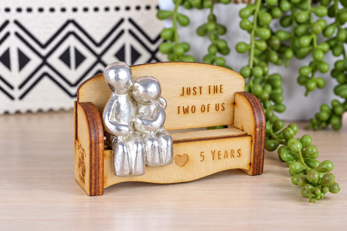Just the two of us - 5 Years | Cuddling Couple on the Sofa | I Love You Gift | Wooden Sofa Bench | Part of the We Made a Family Range