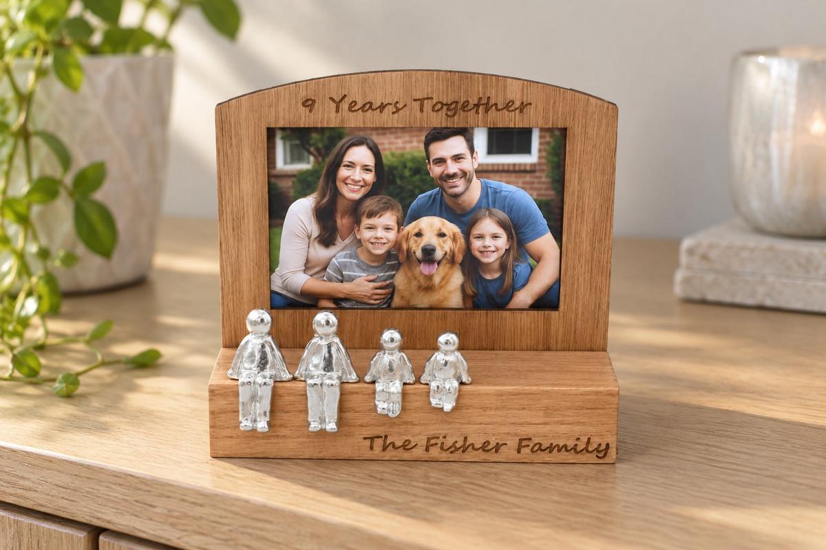 9 Years Together Frame, 6x4 Photo, Personalise & Your Own Family Combination, Christmas, Valentines, Birthdays, Anniversaries.