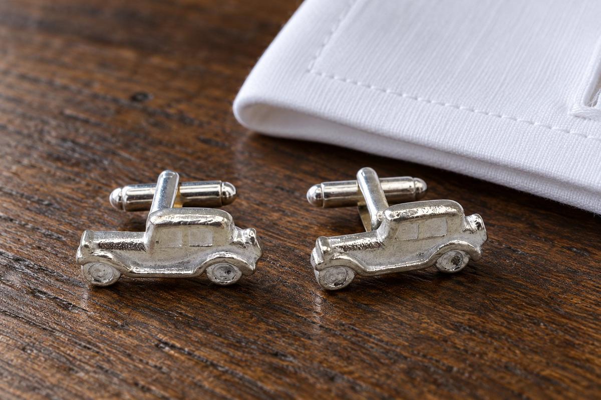 Tin Car Cufflinks – 10th Wedding Anniversary Gift | Handmade in Cornwall
