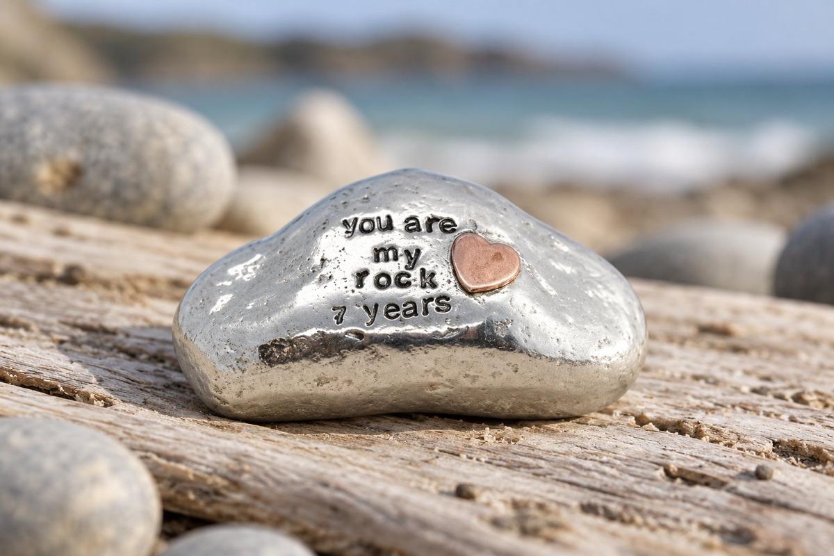 Copper Heart Rocks - Quality Tin Rock for your Anniversary (Various Phrases)