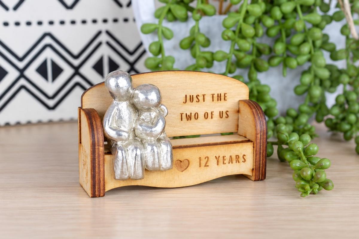 Just the two of us - 12 Years | Cuddling Couple on the Sofa | I Love You Gift | Wooden Sofa Bench | Part of the We Made a Family Range