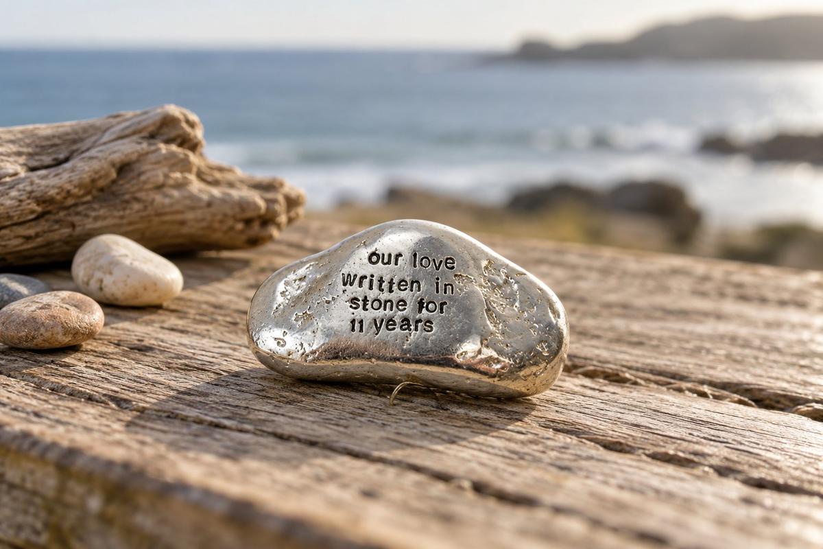 Our Love Written in Stone for 11 Year - Quality Tin Rock for your Anniversary