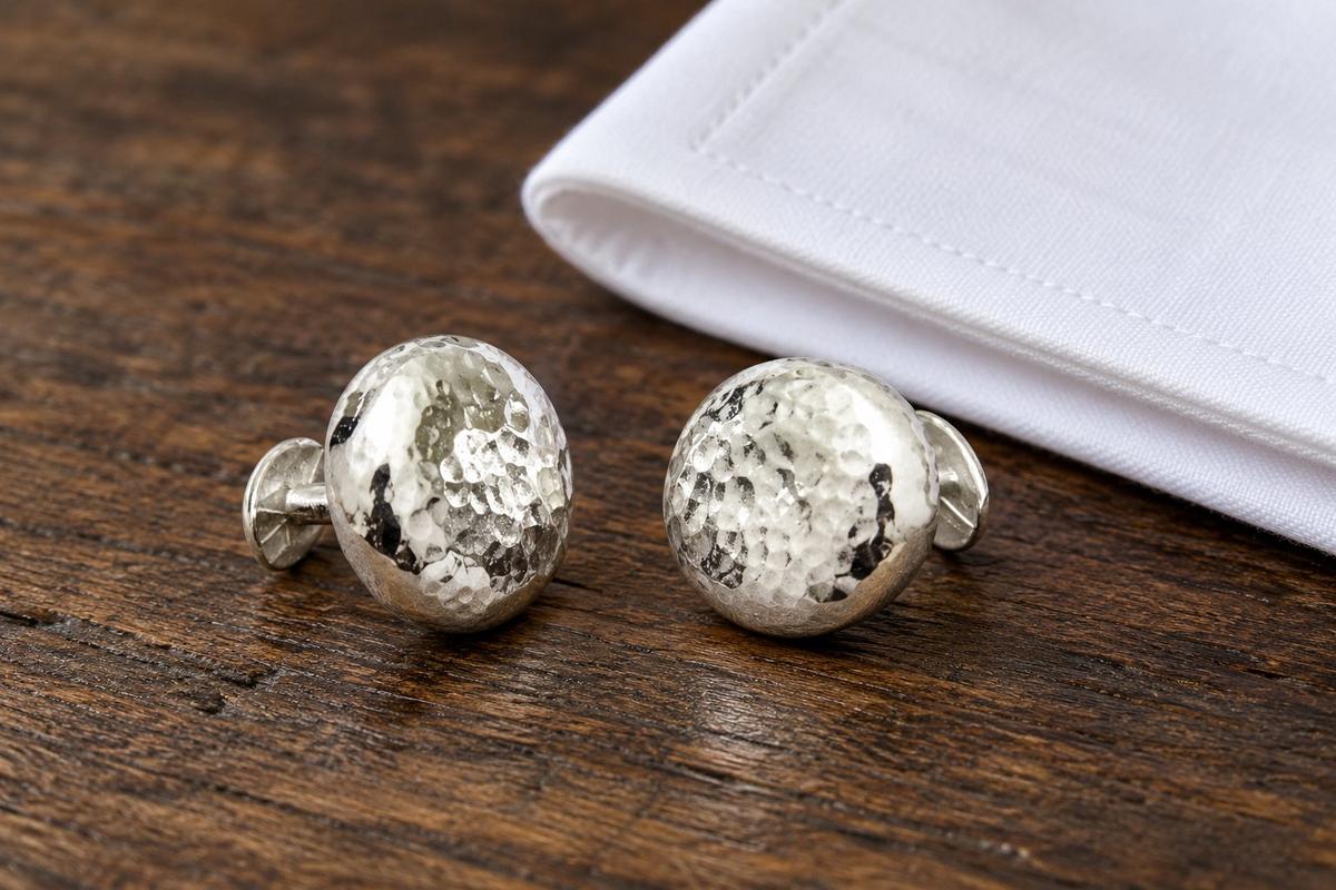 Ten Year Wedding Anniversary - Chunky Round Pure Tin Cufflinks