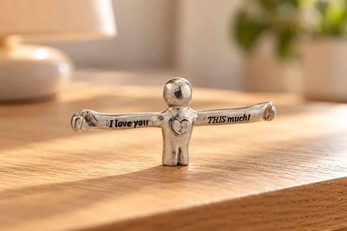2nd Anniversary Gift for Wife or Husband | 'I Love You This Much' Tin Figure | 2 Year Cotton Anniversary Keepsake, Handmade UK