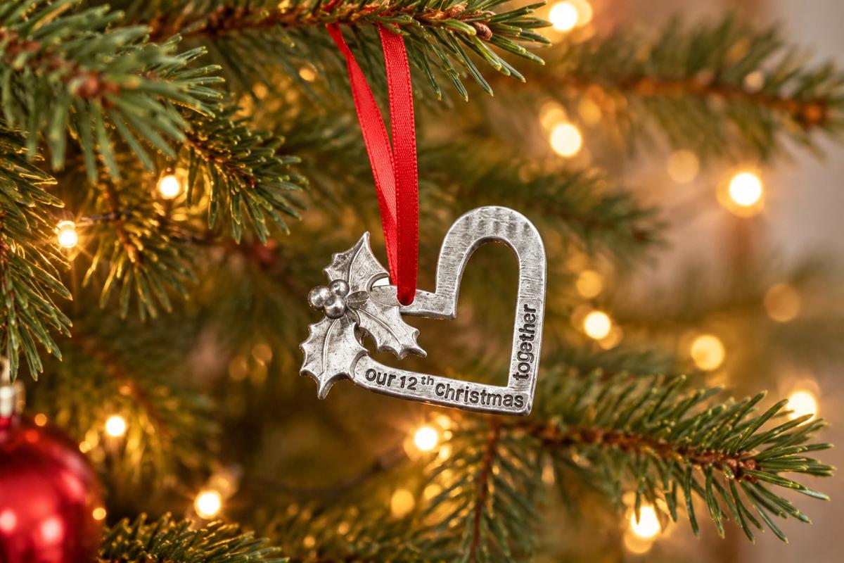 12th Anniversary Christmas Tree Ornament - Reads Our 12th Christmas Together