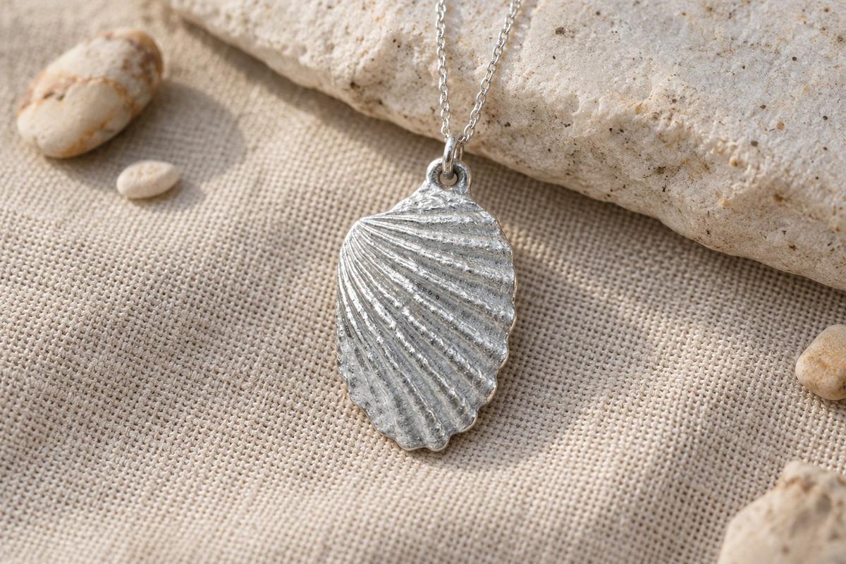 Tin Shell Pendant/Necklace - 10th Wedding Anniversary. Birthday.