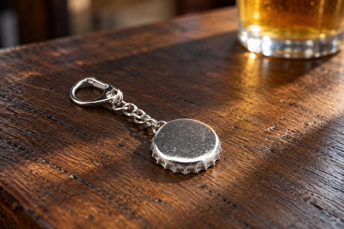 Tin Bottle Cap Keyring/Keychain. Token. Birthday. Anniversary. Fathers Day. Best Man.