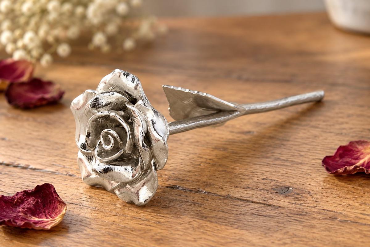 7th Anniversary Gift - Cast Metal Rose, Everlasting Love Keepsake