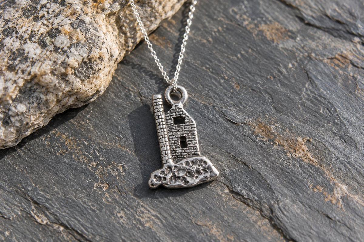 Cornish tin gifts — engine house tin pendant necklace, 10th wedding anniversary keepsake