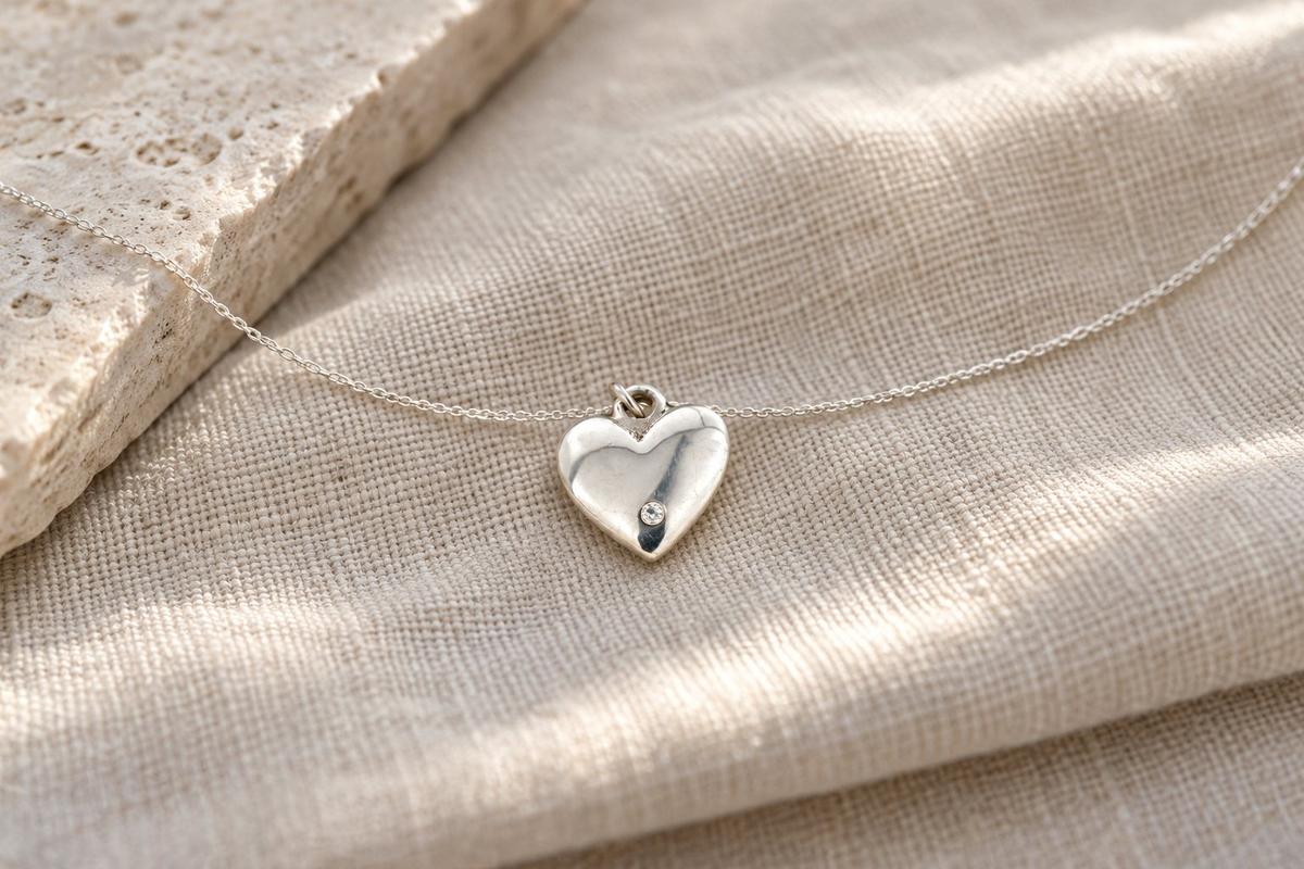 10th Anniversary Gift for Wife | Tin and Diamond Heart Pendant | Traditional and Modern 10 Year Anniversary Necklace, UK