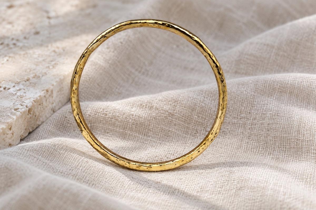 Bronze Beaten Bangle - 8th Anniversary Gift for Her