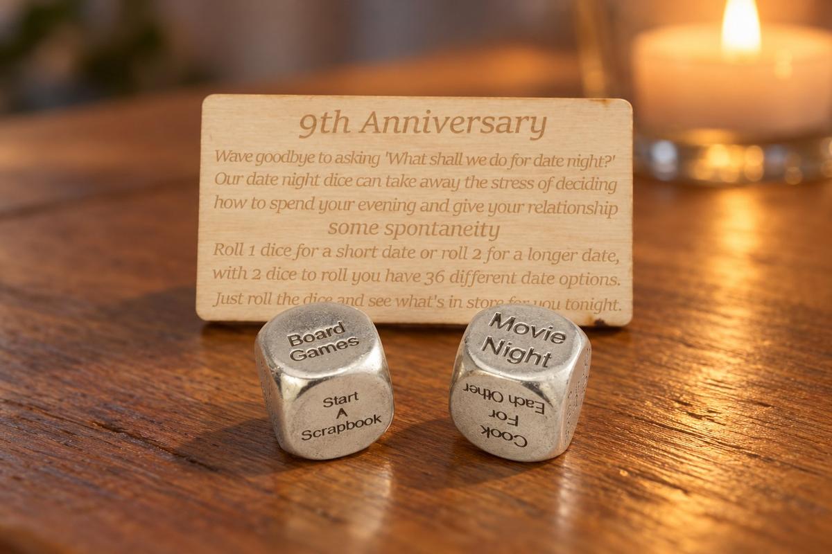 Ninth Anniversary Date Night Decider Dice - 9th Anniversary