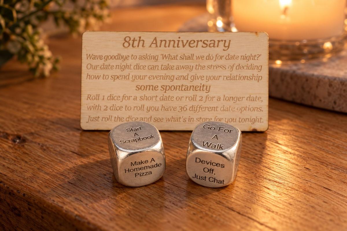 Eighth Anniversary Date Night Decider Dice - 8th Anniversary