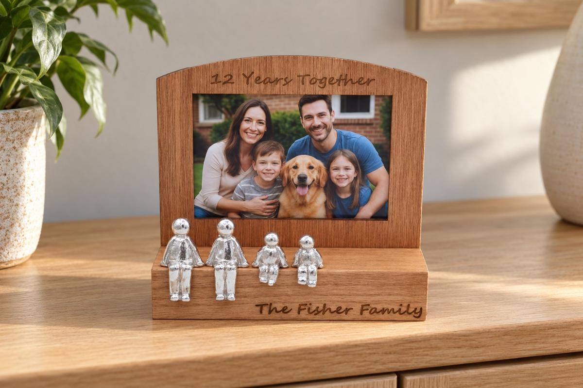 12 Years Together Frame, 6x4 Photo, Personalise & Your Own Family Combination, Christmas, Valentines, Birthdays, Anniversaries.