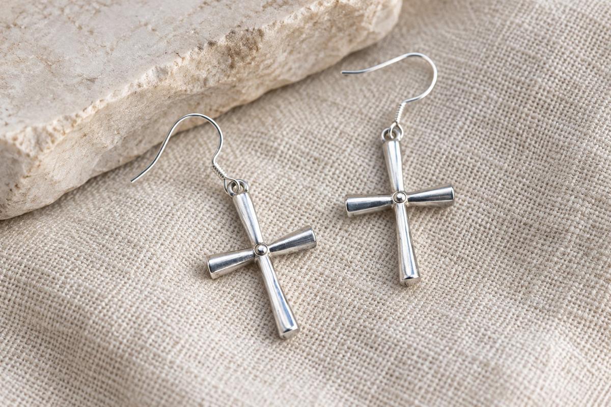 Tin Cross Earrings - Anniversary or Birthday Gift