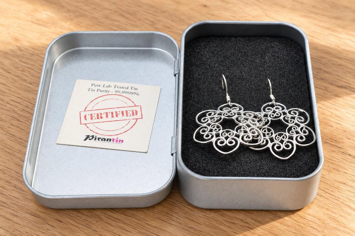 Tin Intricate Flower Shape Design Earrings - Anniversary or Birthday Gift