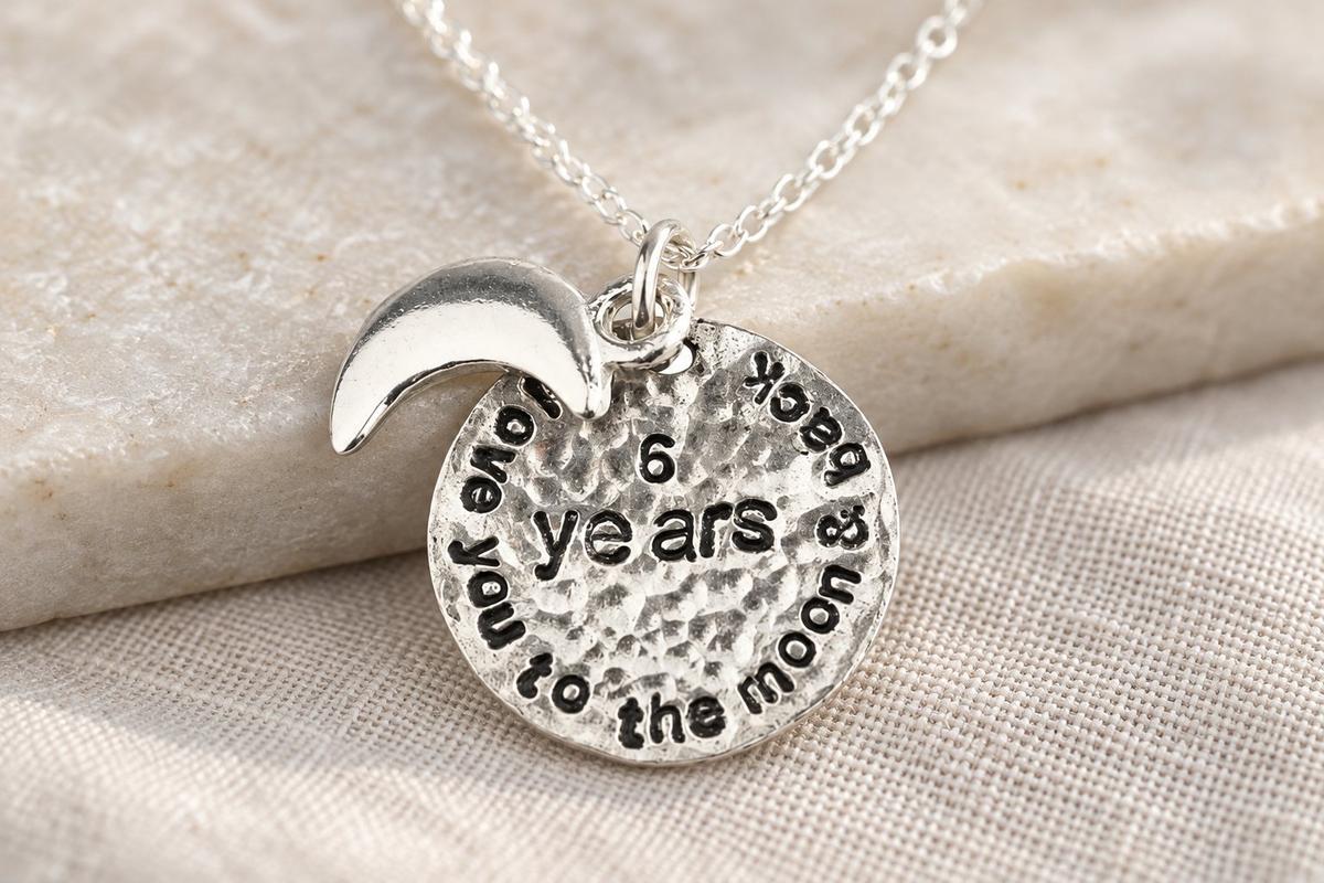 6th Anniversary Necklace - I Love You To The Moon and Back