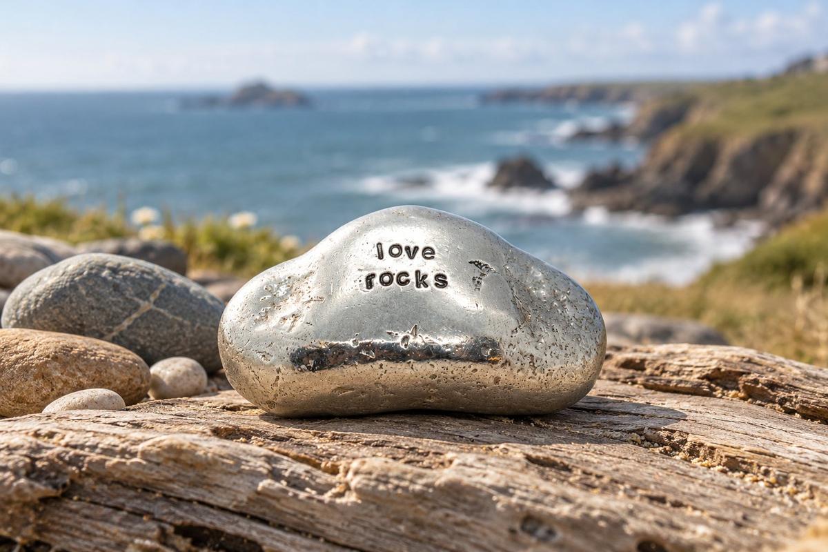Anniversary Gift for Couples | 'Love Rocks' Engraved Tin Rock Keepsake | Romantic Wedding Anniversary Gift, Handmade Cornwall UK