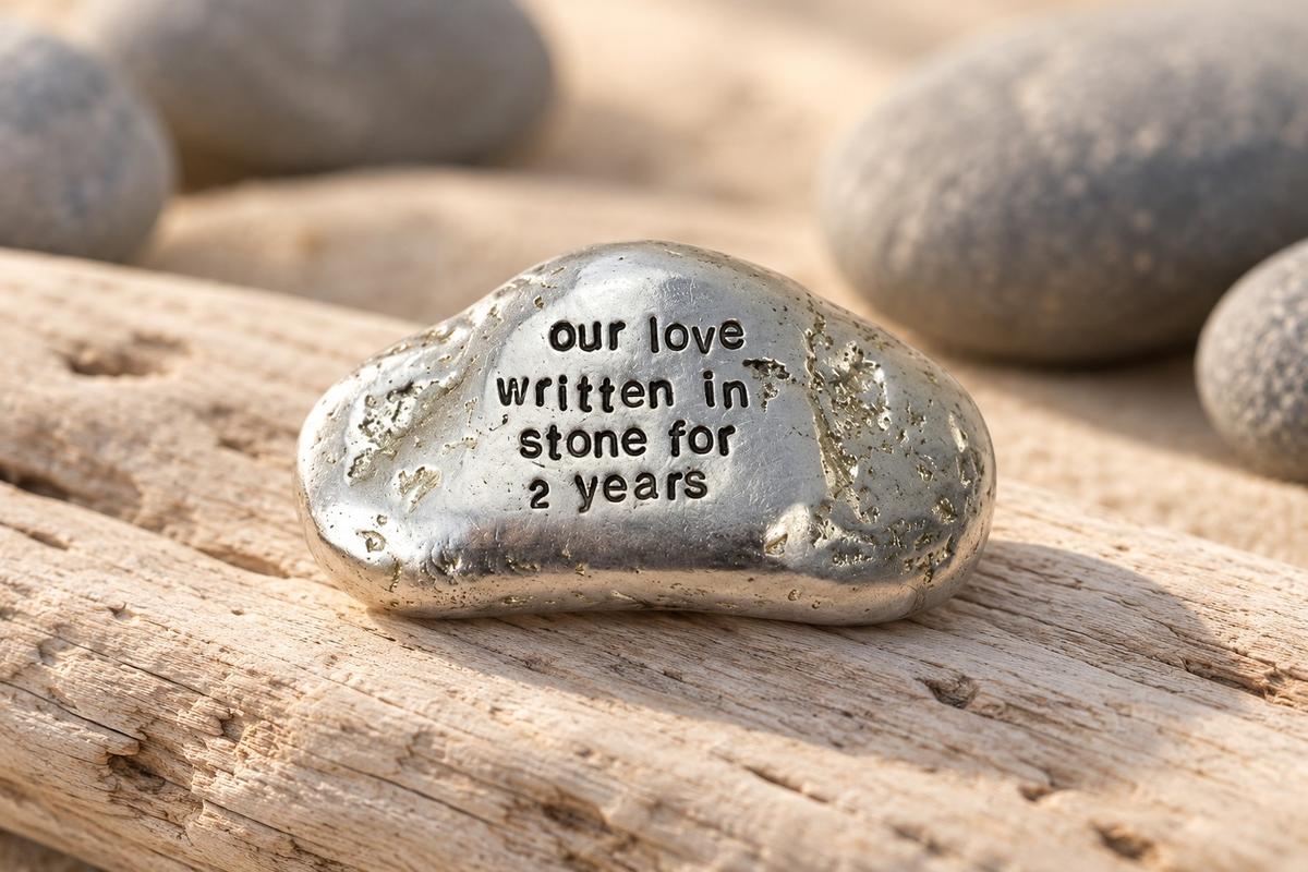 Our Love Written in Stone for 2 Year - Quality Tin Rock for your Anniversary