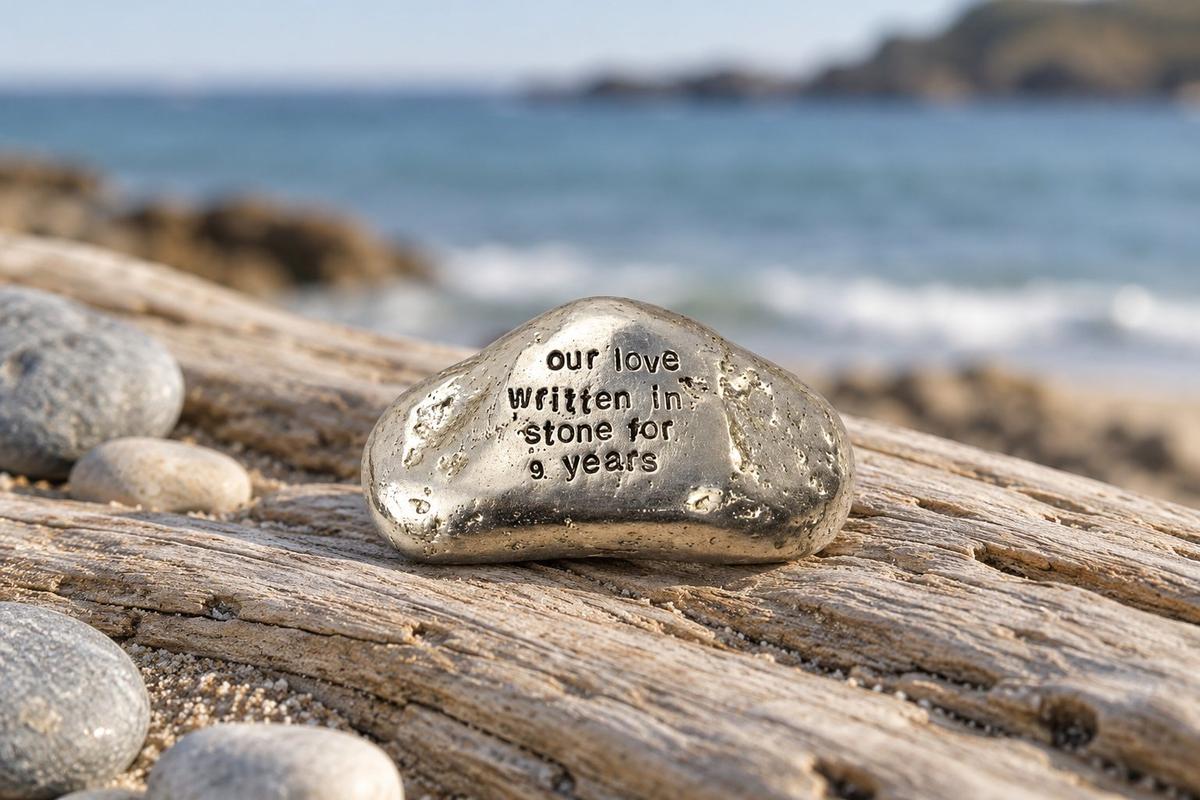 Our Love Written in Stone for 9 Year - Quality Tin Rock for your Anniversary