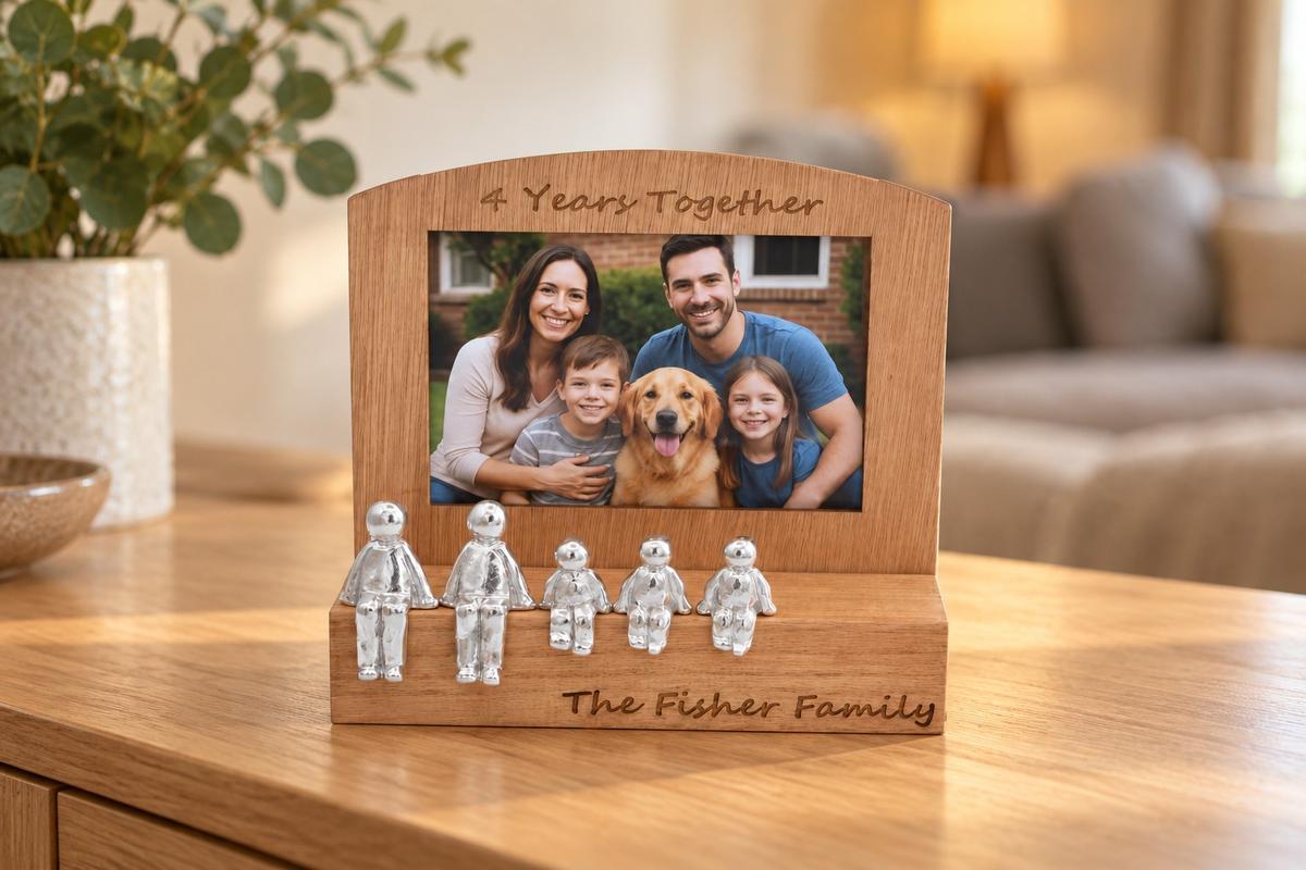 4 Years Together Frame, 6x4 Photo, Personalise & Your Own Family Combination, Christmas, Valentines, Birthdays, Anniversaries.