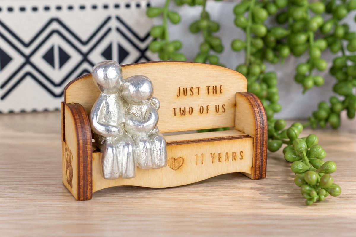 Just the two of us - 11 Years | Cuddling Couple on the Sofa | I Love You Gift | Wooden Sofa Bench | Part of the We Made a Family Range