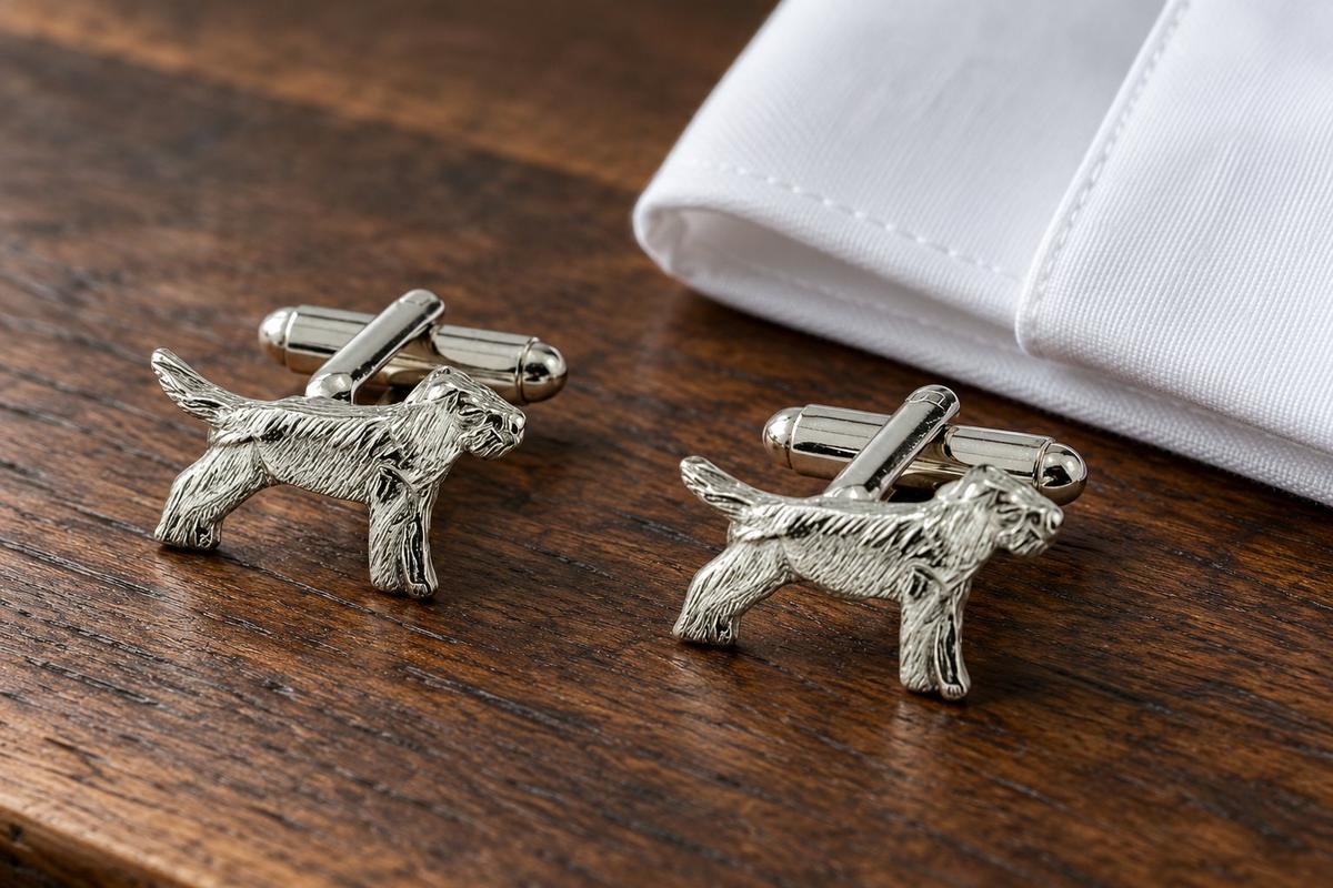 Border Terrier Cufflinks – 10th Wedding Anniversary Gift | Handmade in Cornwall