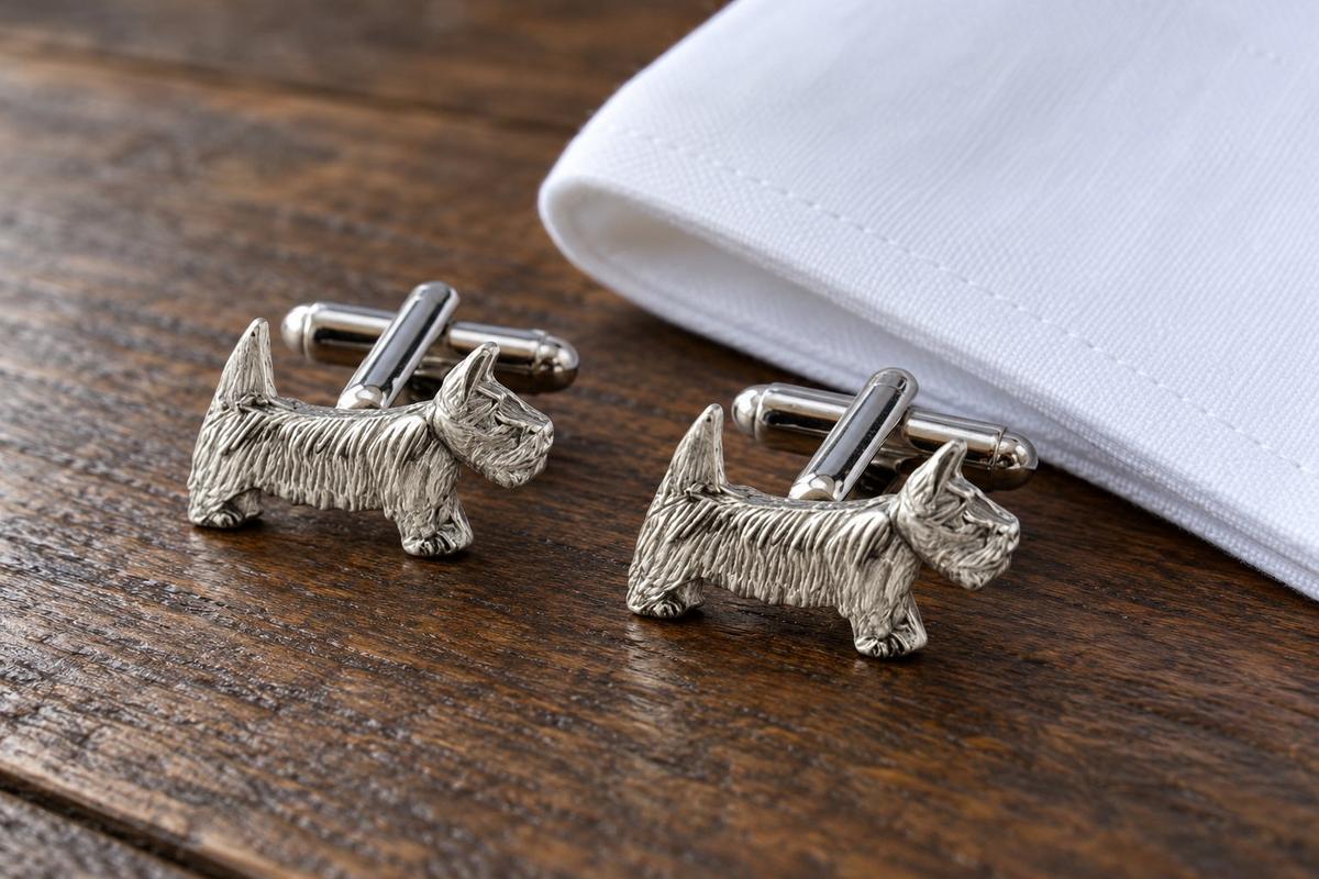 West Highland Terrier Dog Cufflinks – 10th Wedding Anniversary Gift | Handmade in Cornwall
