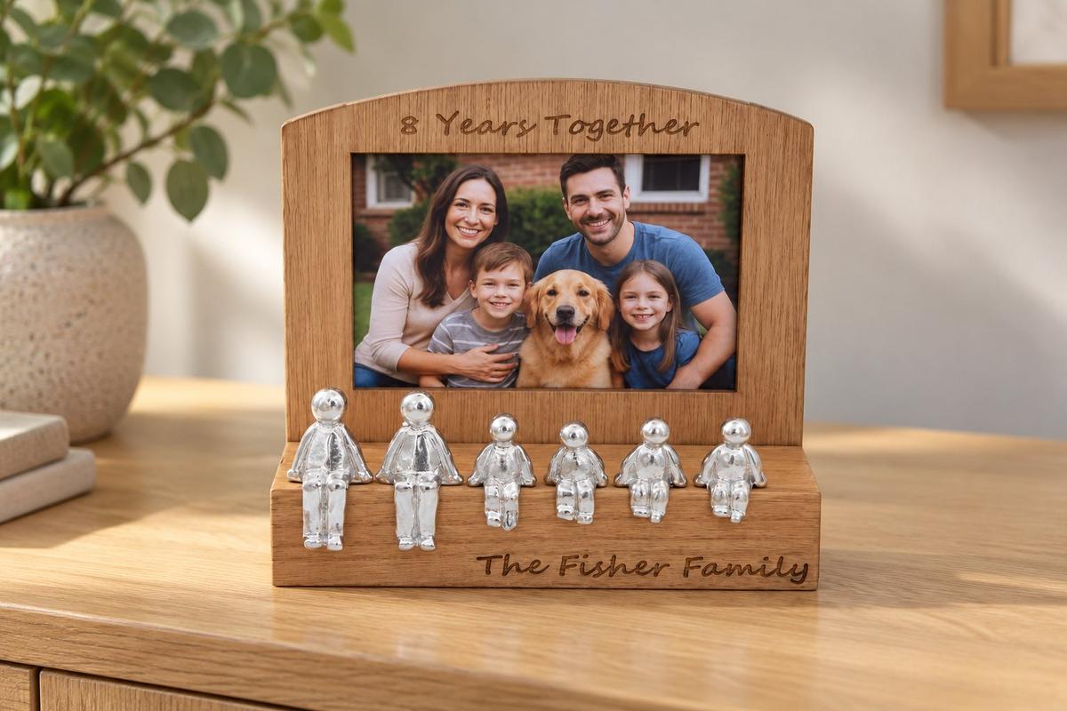 8 Years Together Frame, 6x4 Photo, Personalise & Your Own Family Combination, Christmas, Valentines, Birthdays, Anniversaries.