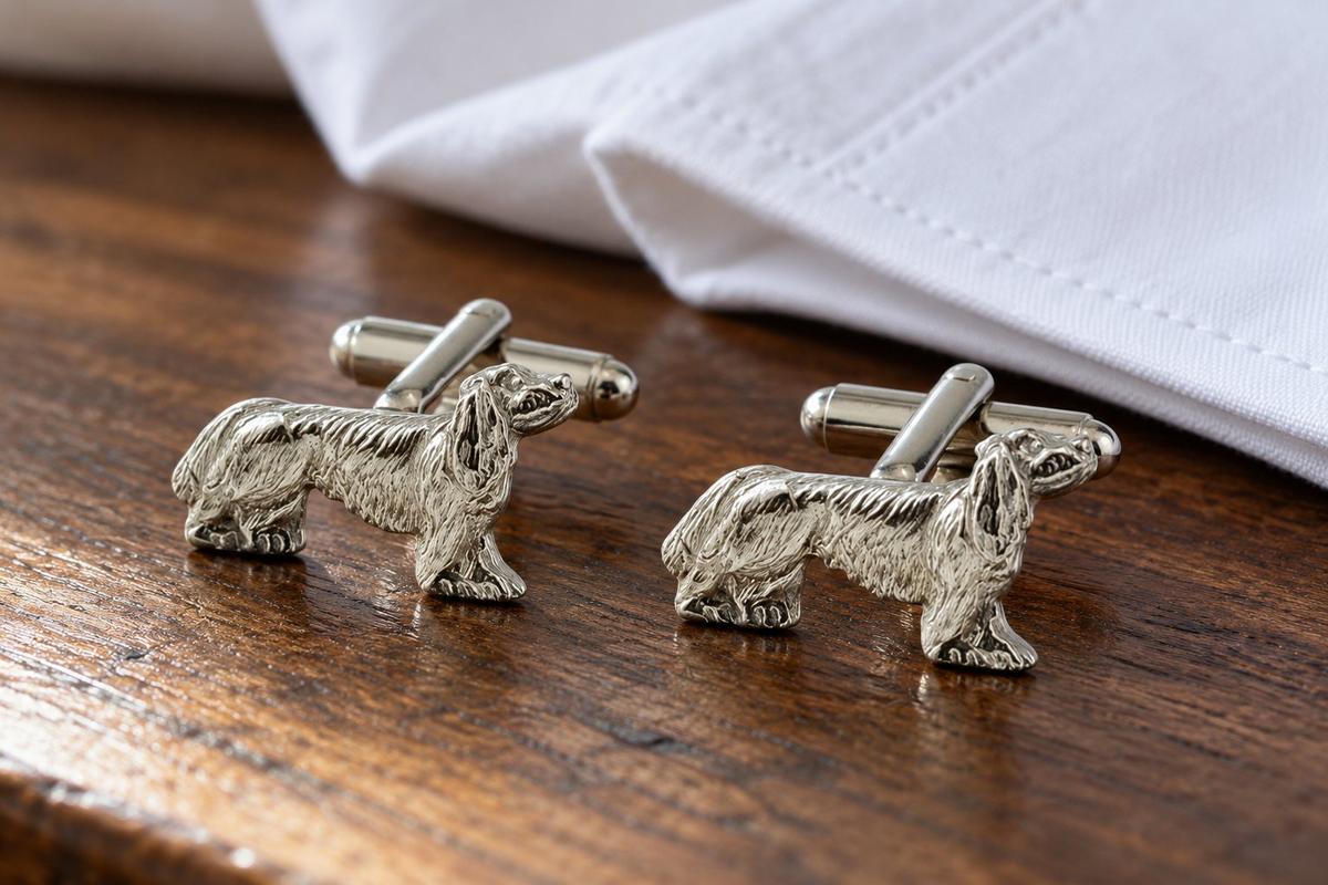 Cavalier King Charles Spaniel Dog Cufflinks – 10th Wedding Anniversary Gift | Handmade in Cornwall
