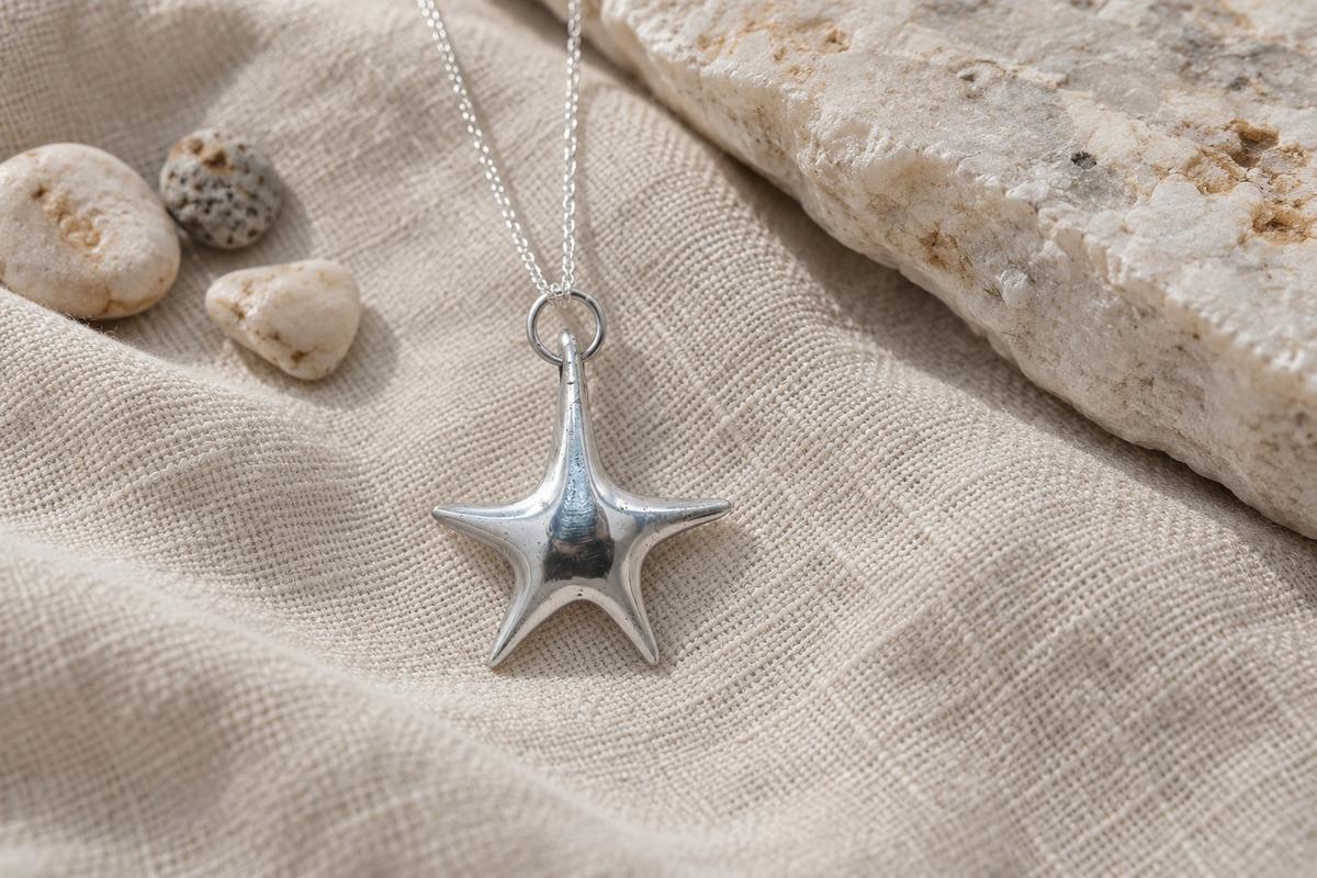 Tin Starfish Pendant/Necklace - 10th Wedding Anniversary. Birthday.